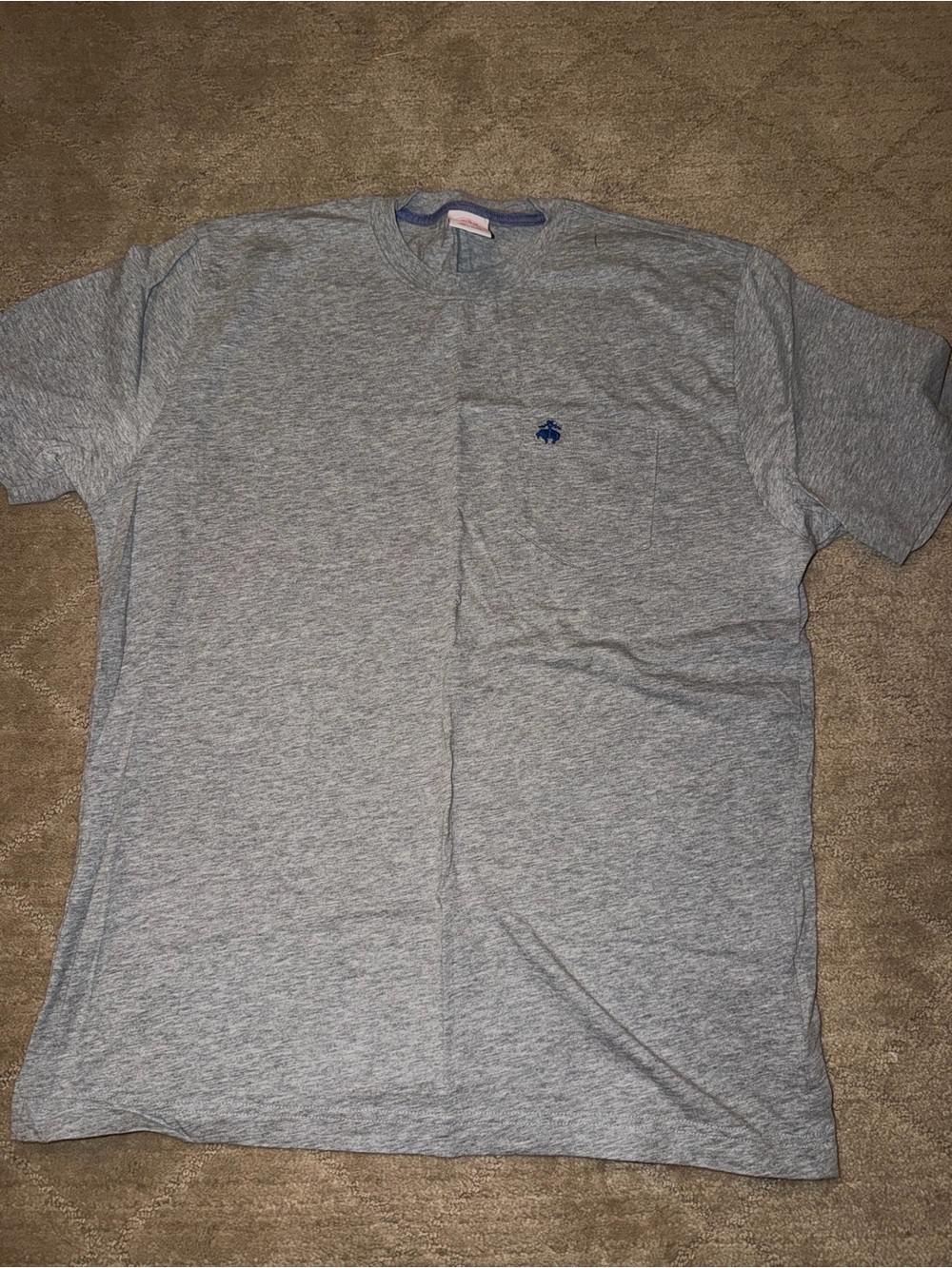 Brooks Brothers Gray Short-Sleeve Pocket Tee with Navy Logo